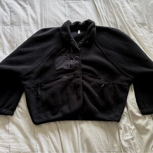 Free People Hit The Slopes Fleece Jacket (Black)
